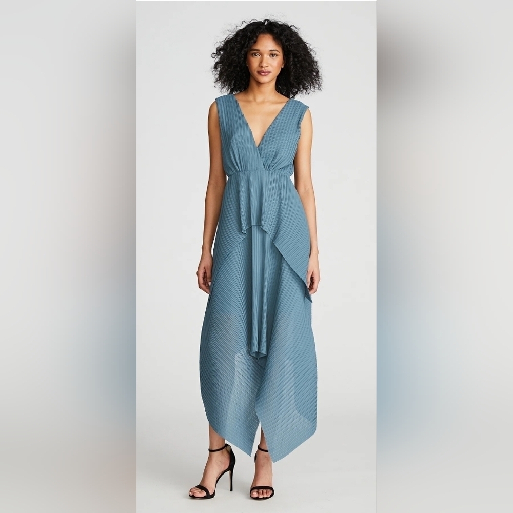 Halston Maren Dress In Pleated Chiffon - Picture 1 of 10